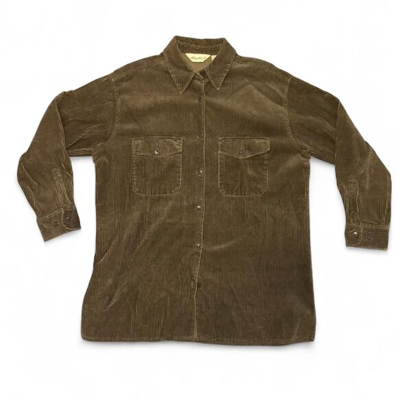 Eddie Bauer Women’s Small Brown Corduroy Button Down Shirt Jacket Shacket Cotton - Picture 1 of 4